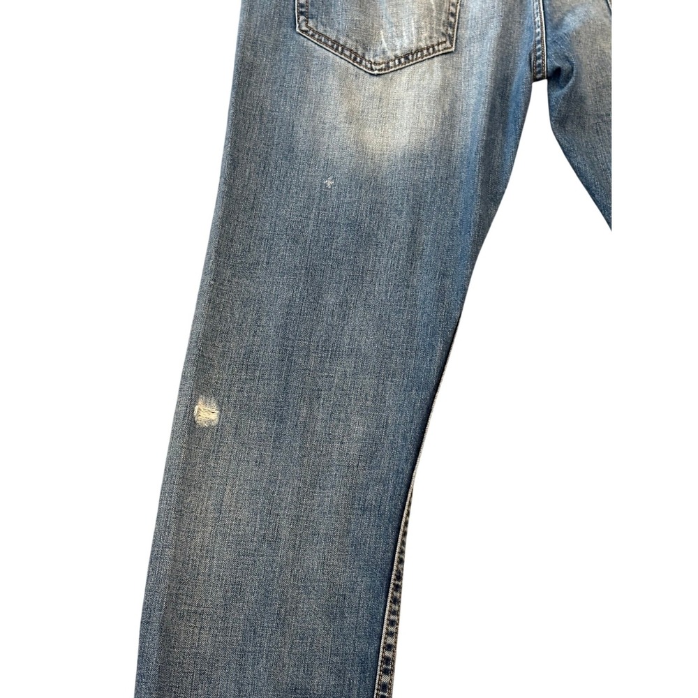 Armani Exchange Jeans Mens 31‎ Blue Straight Distressed Ripped Patch Denim - Picture 10 of 11